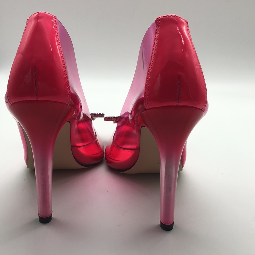 Good American Metallic Hot Pink Embellished Pointed-Toe Stiletto Heels - Picture 6 of 8